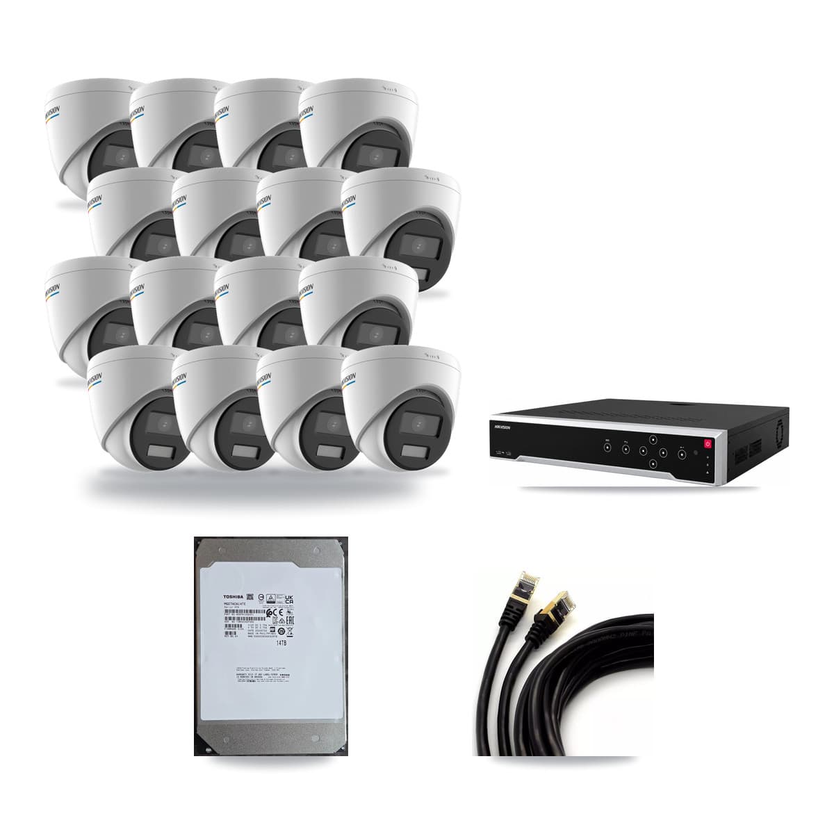 Hikvision 32-Channel 2MP CCTV Kit — 16 Turret Cameras + 14TB Recording - Image 1