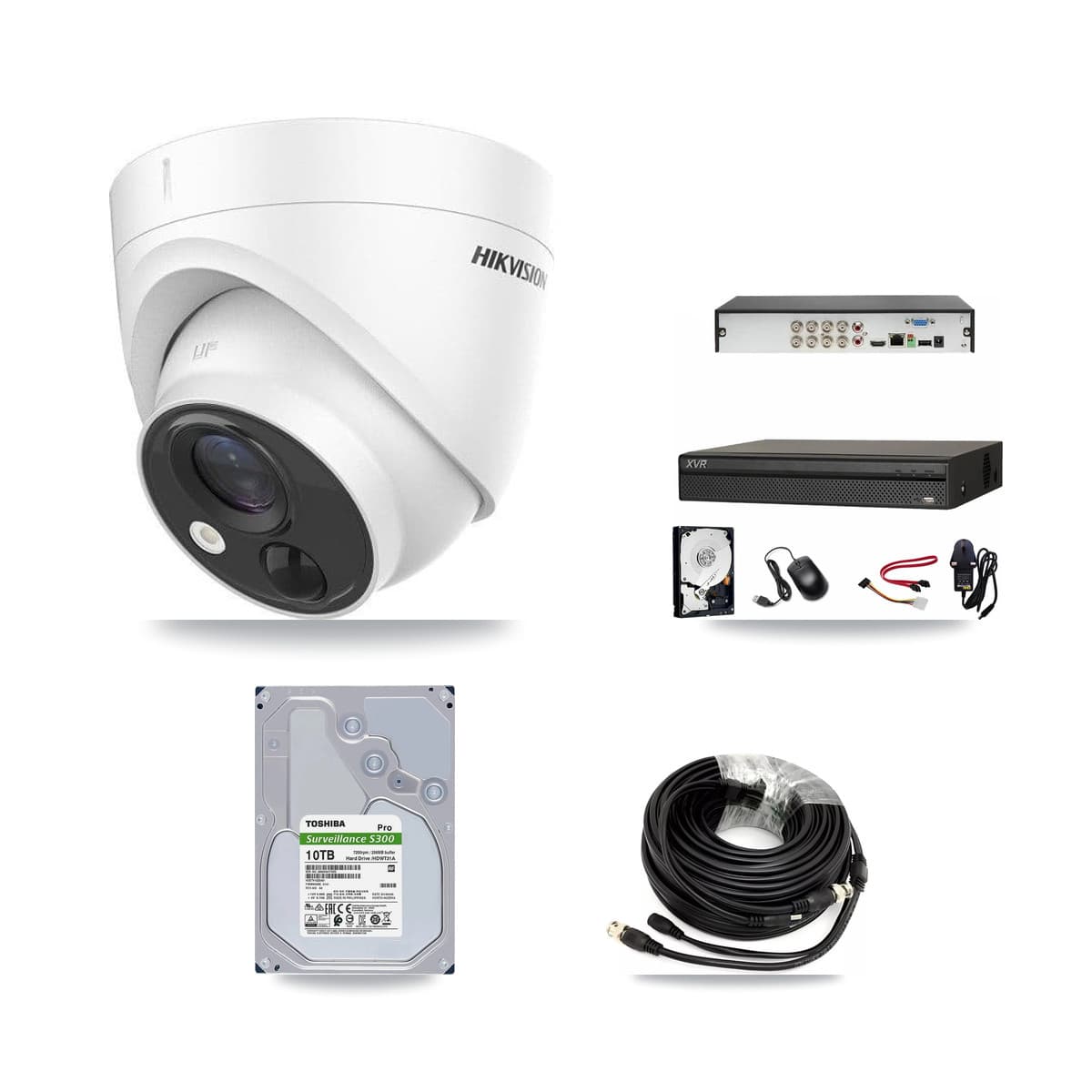 Hikvision & Dahua 8-Channel 5MP CCTV Kit — 6 DS-2CE71H0T Turret Cameras + 10TB Recording