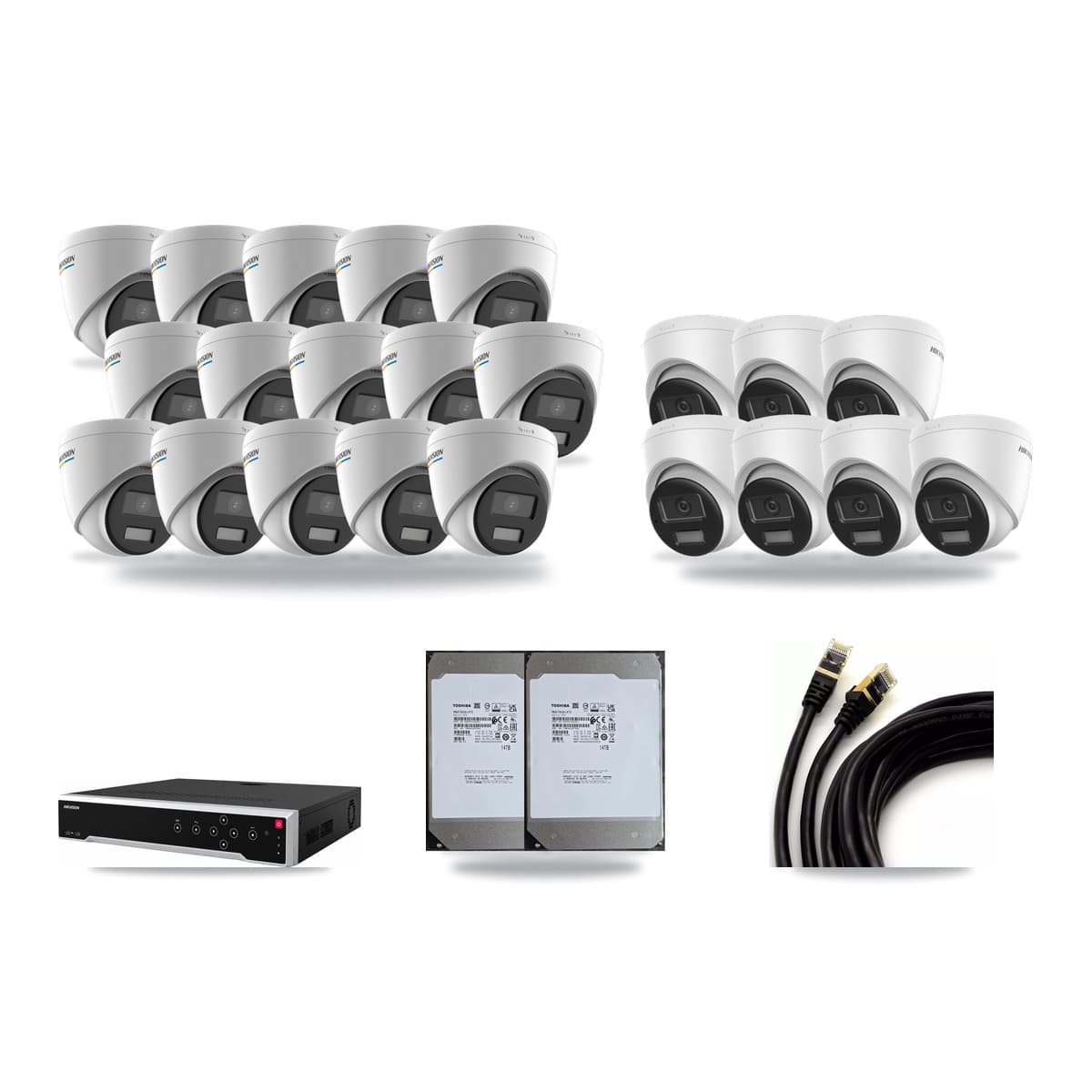 Hikvision 32-Channel 2MP – 4K CCTV Kit — 15 2MP + 7 4K Turret Cameras + 2× 14TB Recording - Image 1