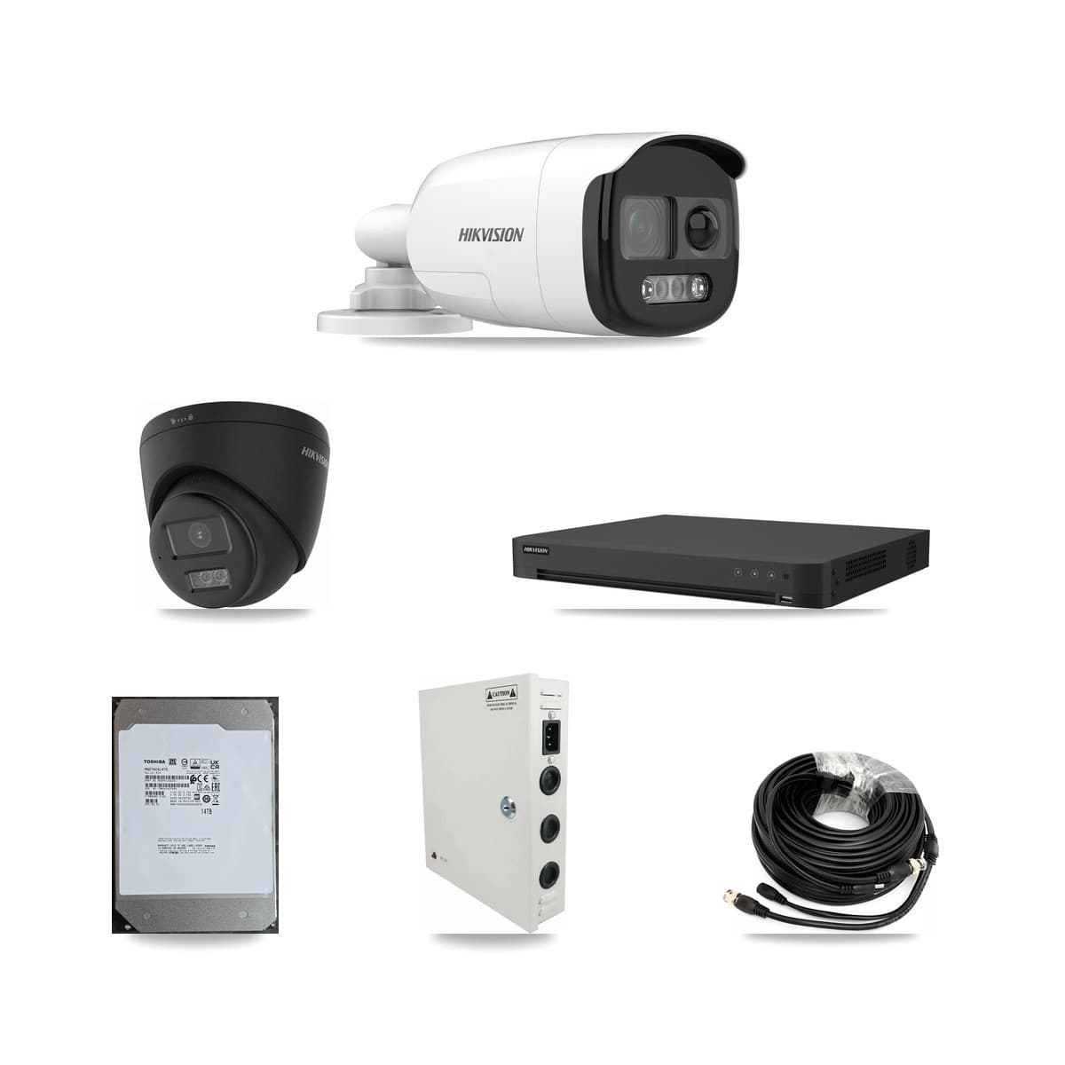Hikvision 16-Channel 5MP – 4K CCTV Kit — 9 5MP Bullet + 4 Black 4K Turret Cameras + 14TB Recording