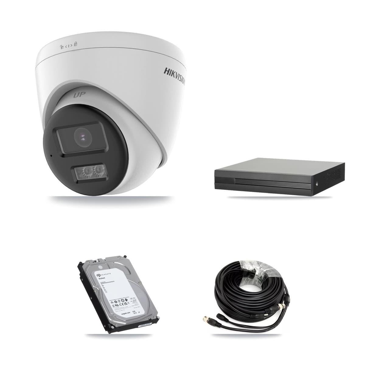 Hikvision 4-Channel 5MP CCTV Kit — 4 DS-2CE78K0T-LTS Turret Cameras + 6TB Recording (XVR-3104HS-5MP-LITE Recorder)