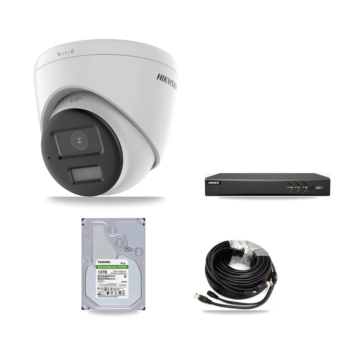 Hikvision & ANNKE 4-Channel 4K CCTV Kit — 4 DS-2CE78U0T Turret Cameras + 10TB Recording