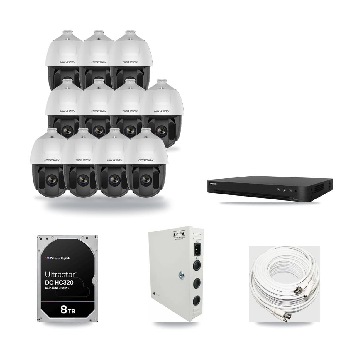 Hikvision 16-Channel 2MP CCTV Kit — 11 DS-2AE5225TI PTZ Cameras + 8TB Recording (DS-7216HGHI Recorder) - Image 1