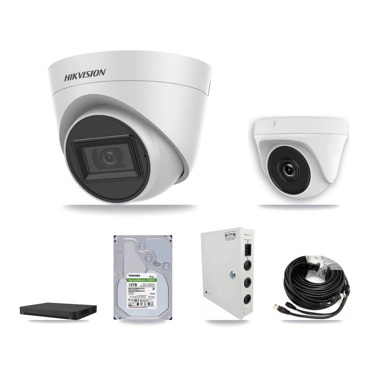 Hikvision 32-Channel 2MP – 5MP CCTV Kit — 5 White 5MP Turret + 5 White 2MP Dome Cameras + 10TB Recording