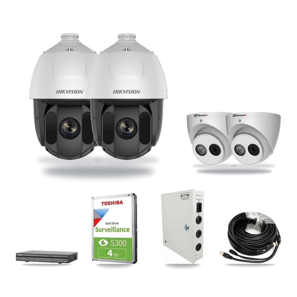 8-Channel 2MP – 4MP CCTV Kit — 2 2MP PTZ + 2 4MP Turret Cameras + 4TB Recording (DH-XVR5108H Recorder) - Image 1