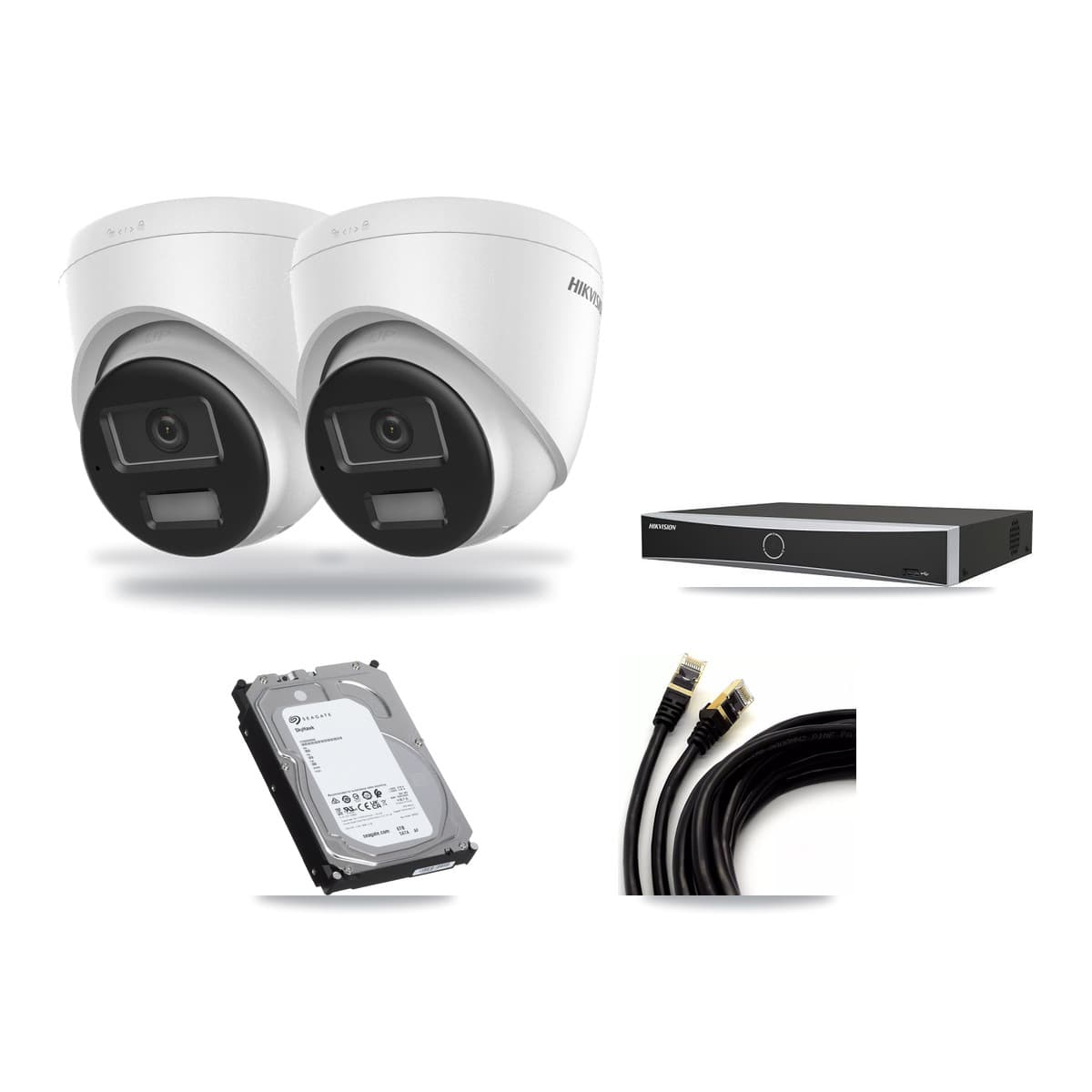 Hikvision 4-Channel 4K CCTV Kit — 2 DS-2CD1383G2-LIUF/SL Turret Cameras + 6TB Recording (DS-7604NXI-K1/4P Recorder) - Image 1