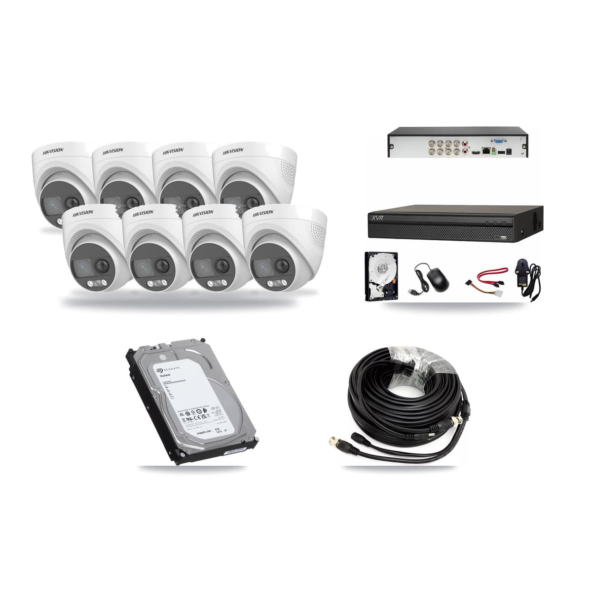 Hikvision & Dahua 8-Channel 5MP CCTV Kit — 8 DS-2CE72KF3T Turret Cameras + 6TB Recording (XVR-3108AD Recorder) - Image 1