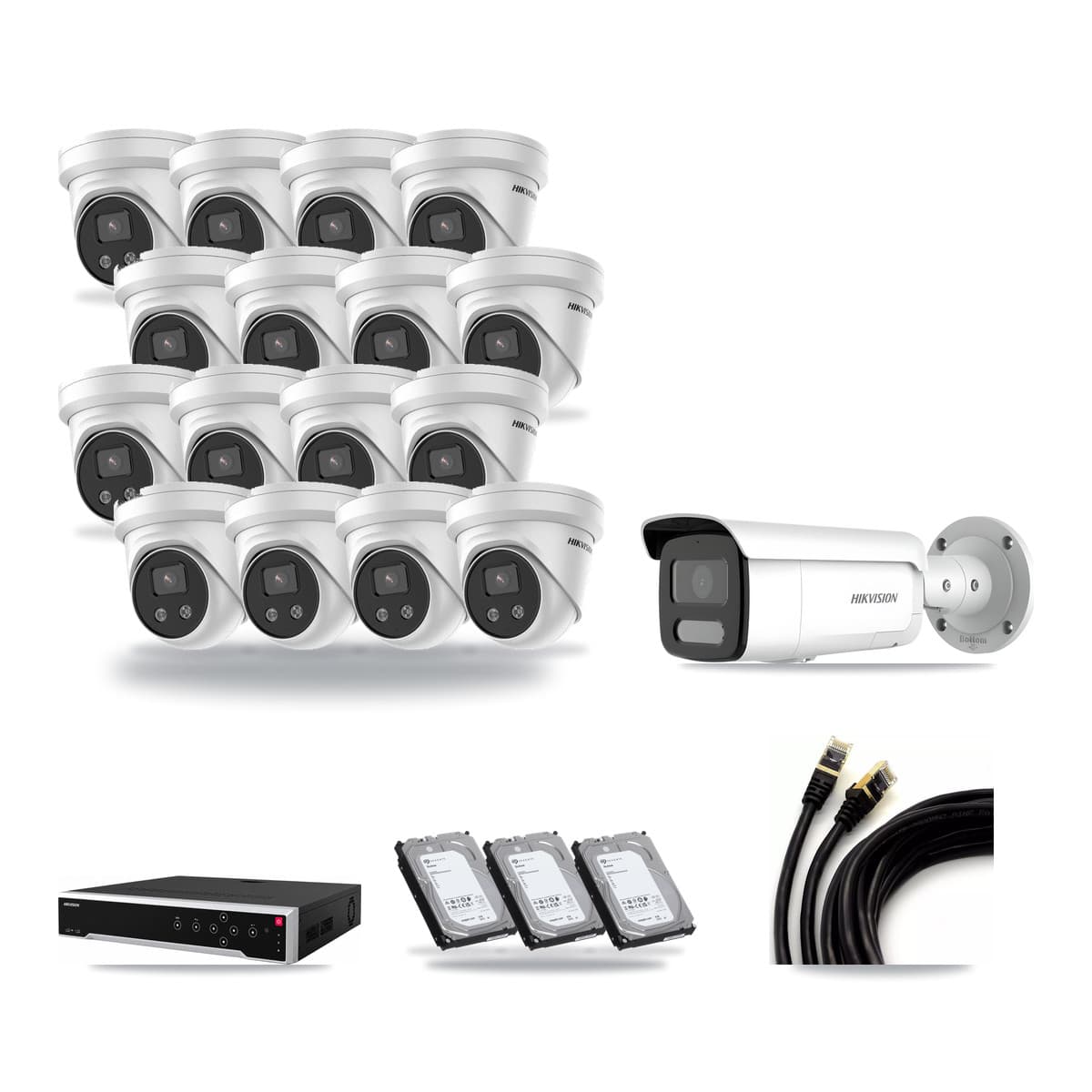 Hikvision 32-Channel 4MP – 5MP CCTV Kit — 1 4MP Bullet + 16 5MP Turret Cameras + 3× 6TB Recording - Image 1