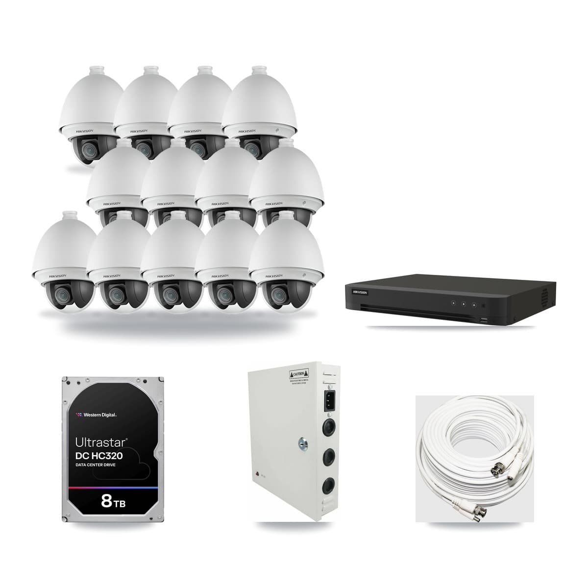 Hikvision 16-Channel 2MP CCTV Kit — 13 DS-2AE4225T PTZ Cameras + 8TB Recording (IDS-7216HQHI Recorder) - Image 1