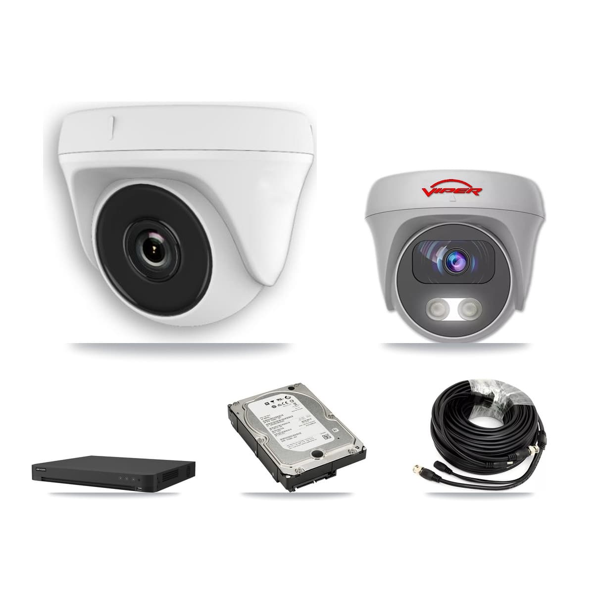 Viper & Hikvision 16-Channel 2MP – 5MP CCTV Kit — 5 White 2MP Dome + 1 White 5MP Cameras + 5TB Recording (IDS-7216HUHI Recorder) - Image 1
