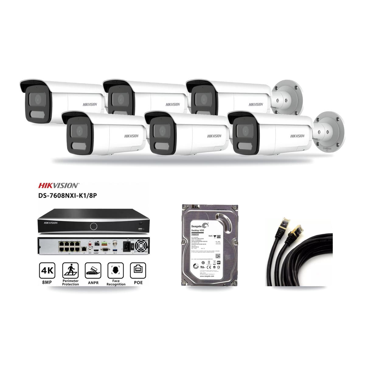 Hikvision 8-Channel 4MP CCTV Kit — 6 Bullet Cameras + 2TB Recording - Image 1