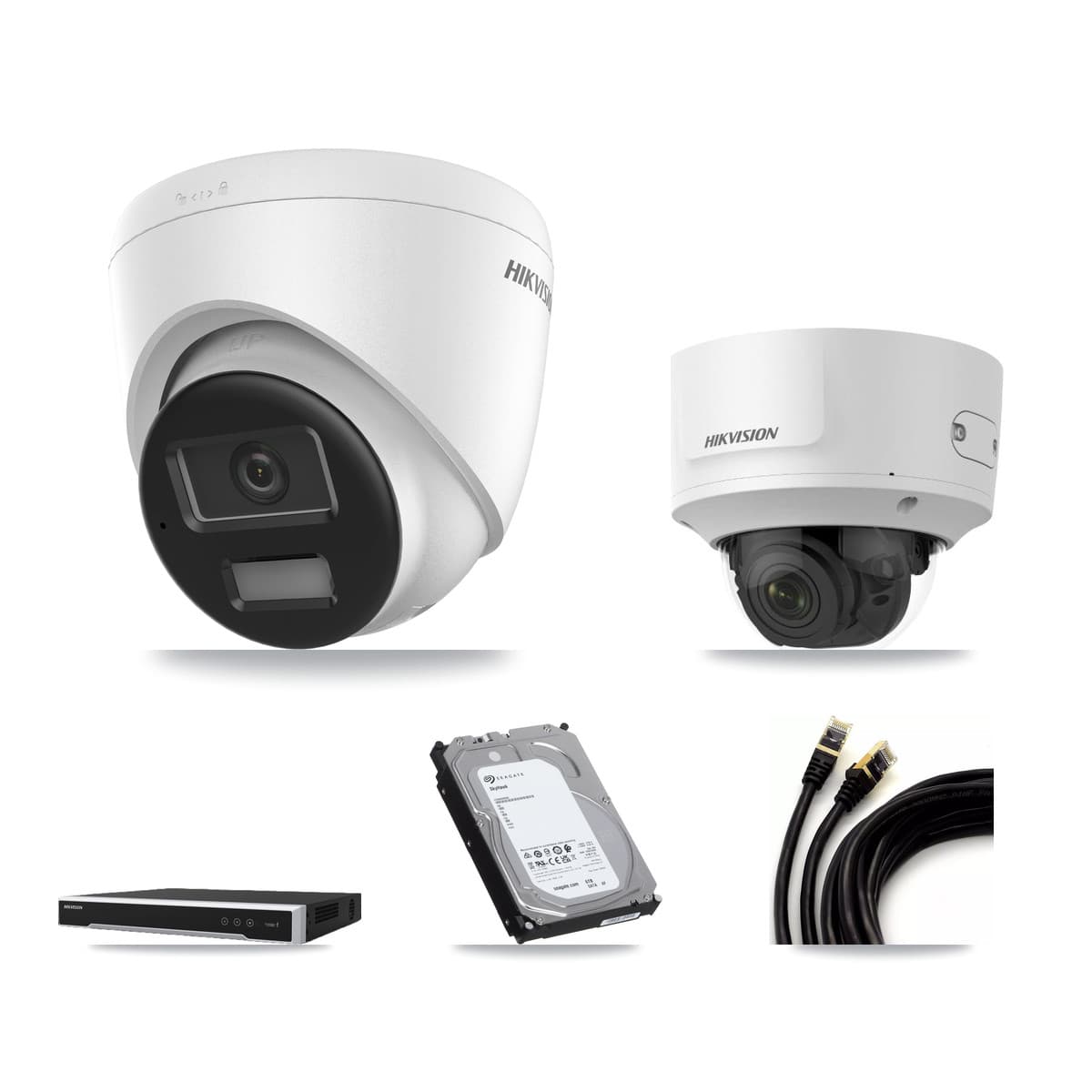 Hikvision 16-Channel 2MP – 4K CCTV Kit — 2 4K Turret + 1 2MP Dome Cameras + 6TB Recording (DS-7616NI-M2 Recorder)
