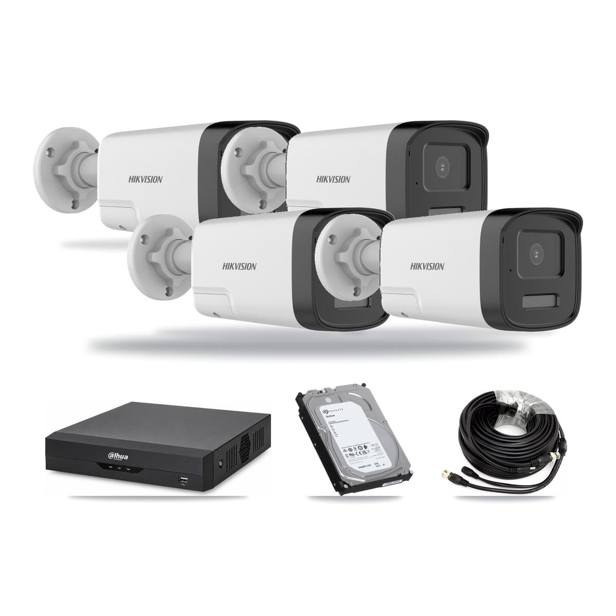 Hikvision & Dahua 4-Channel 5MP CCTV Kit — 4 DS-2CE17K0T Bullet Cameras + 6TB Recording - Image 1