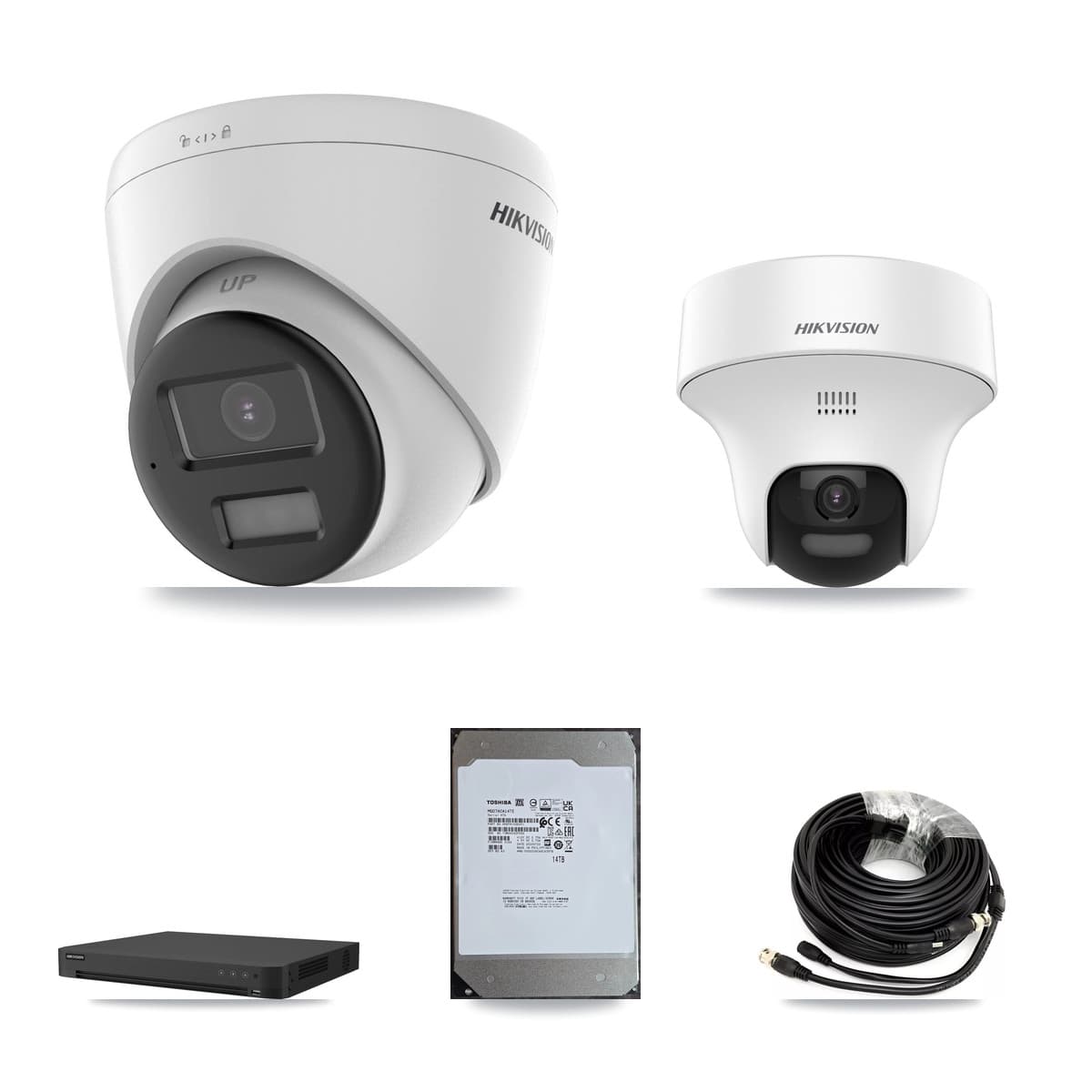 Hikvision 16-Channel 5MP CCTV Kit — 2 DS-2CE70K0T + 6 DS-2CE78K0T Turret Cameras + 14TB Recording