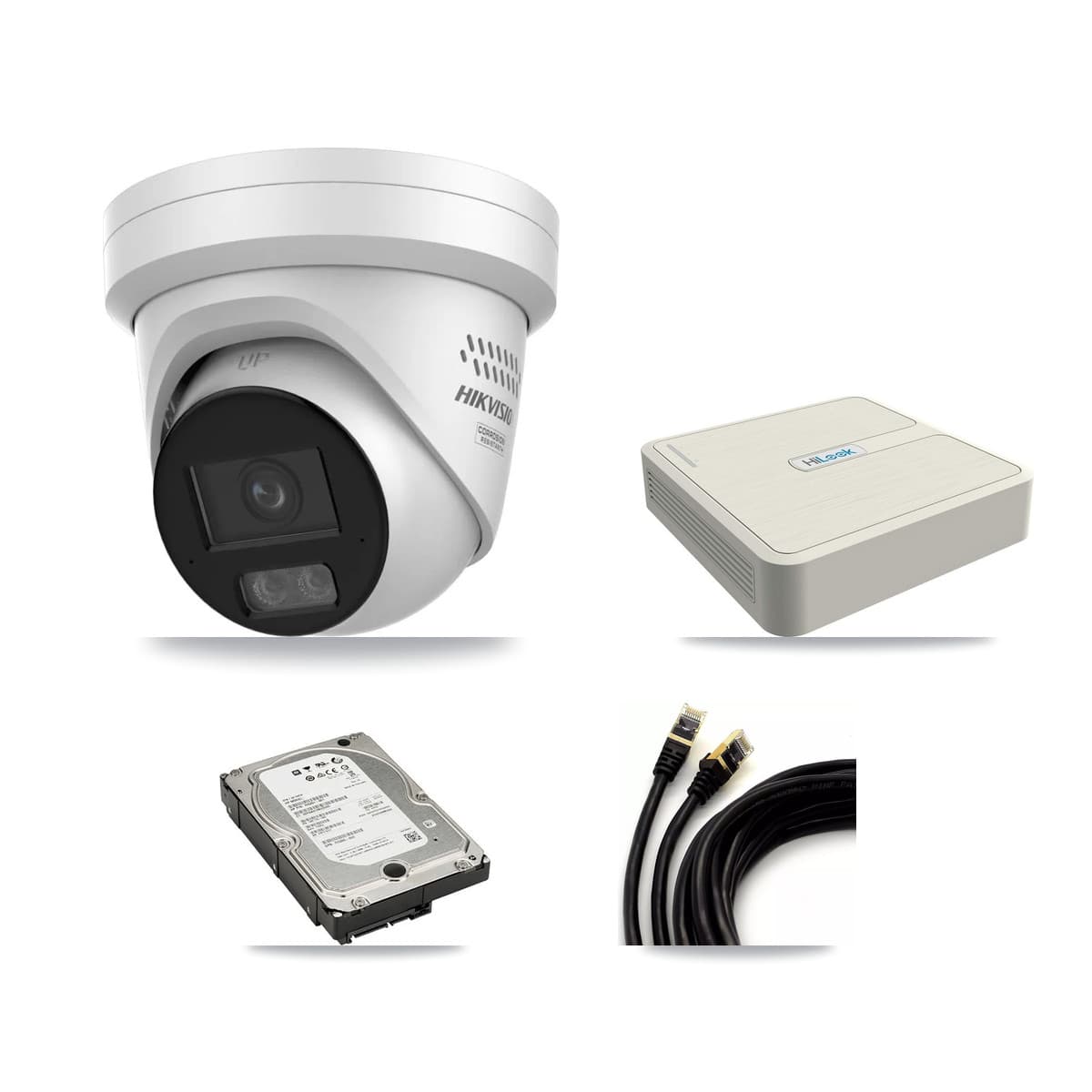 HiLook 8-Channel 4MP – 5MP CCTV Kit — 3 4MP Turret + 1 5MP Dome Cameras + 5TB Recording (NVR-108H-D Recorder)