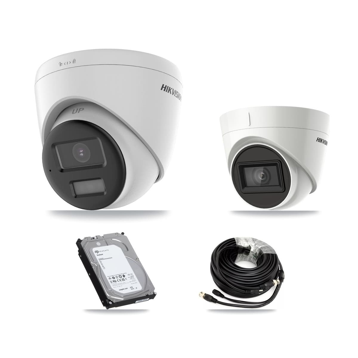 Hikvision & Prolux 8-Channel 4K CCTV Kit — 3 DS-2CE78U0T + 1 DS-2CE78U1T Turret Cameras + 2× 6TB Recording