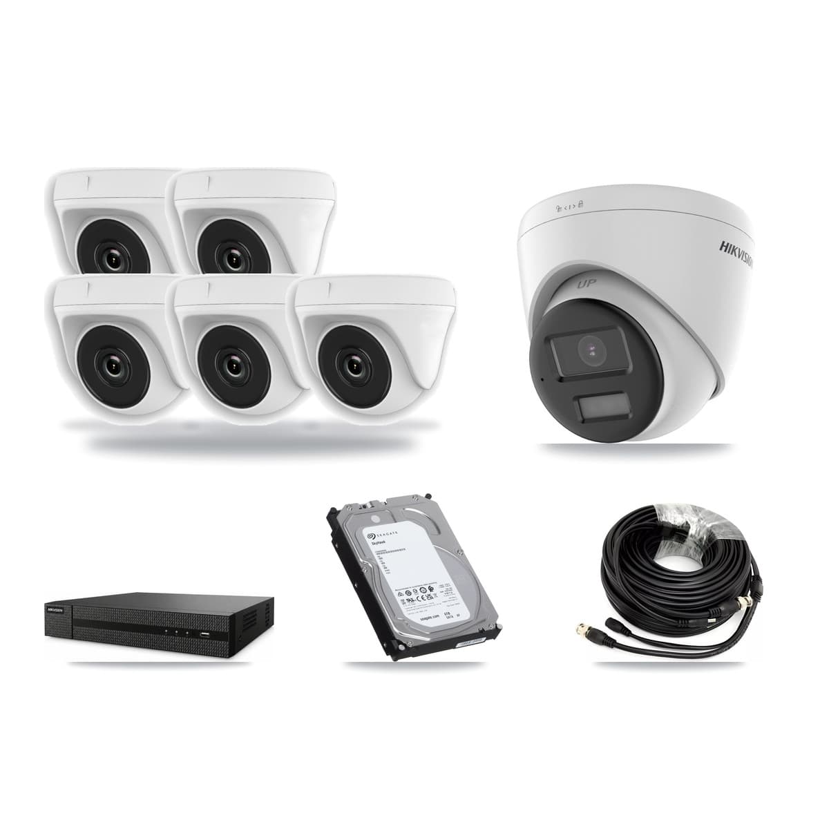 Hikvision 8-Channel 2MP – 4K CCTV Kit — 1 4K Turret + 5 2MP Dome Cameras + 6TB Recording - Image 1