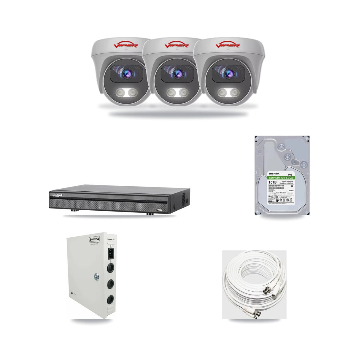 Viper & Dahua 8-Channel 5MP CCTV Kit — 3 Cameras + 10TB Recording - Image 1