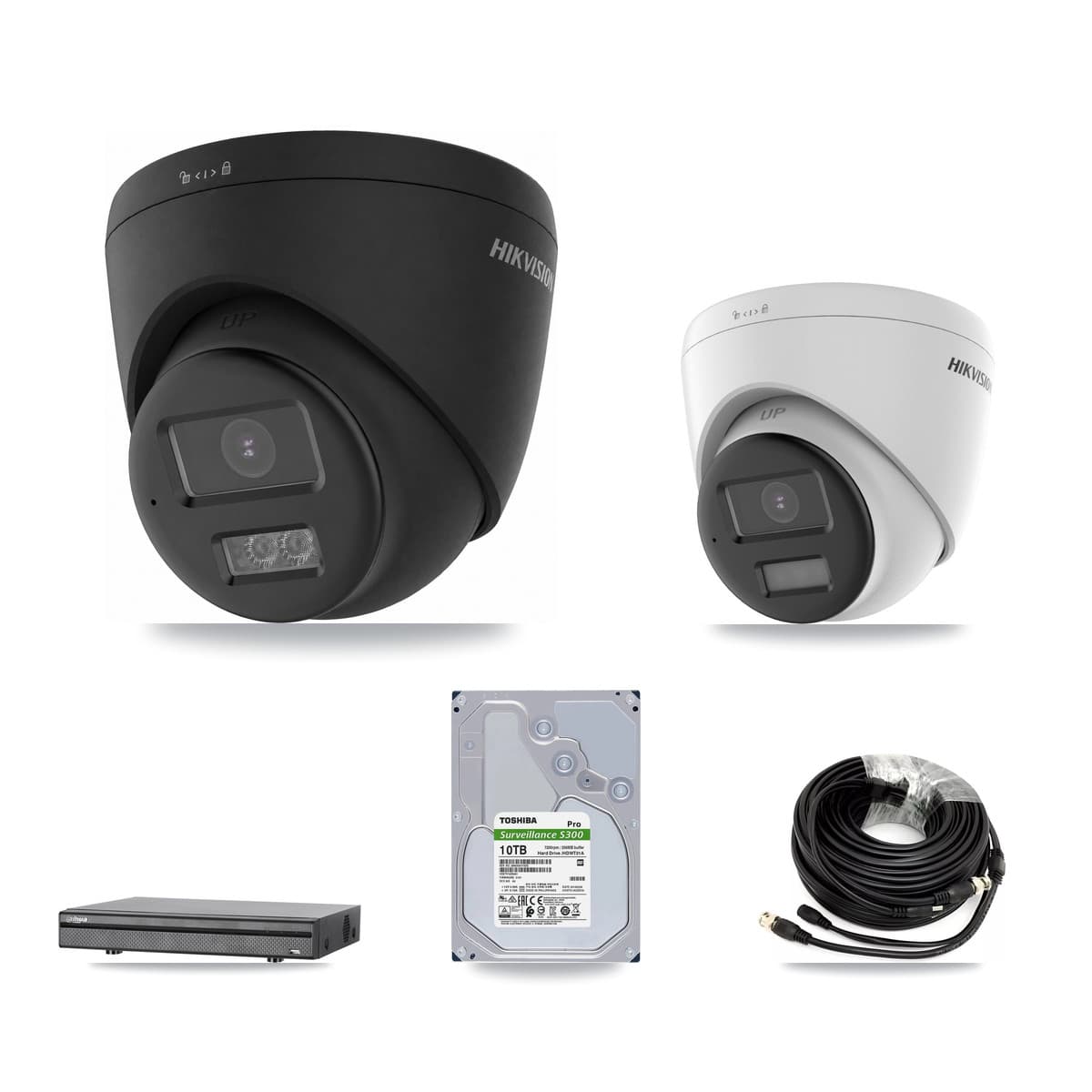 Hikvision & Dahua 8-Channel 4K CCTV Kit — 2 DS-2CE78U0T + 5 DS-2CE78U0T Turret Cameras + 10TB Recording