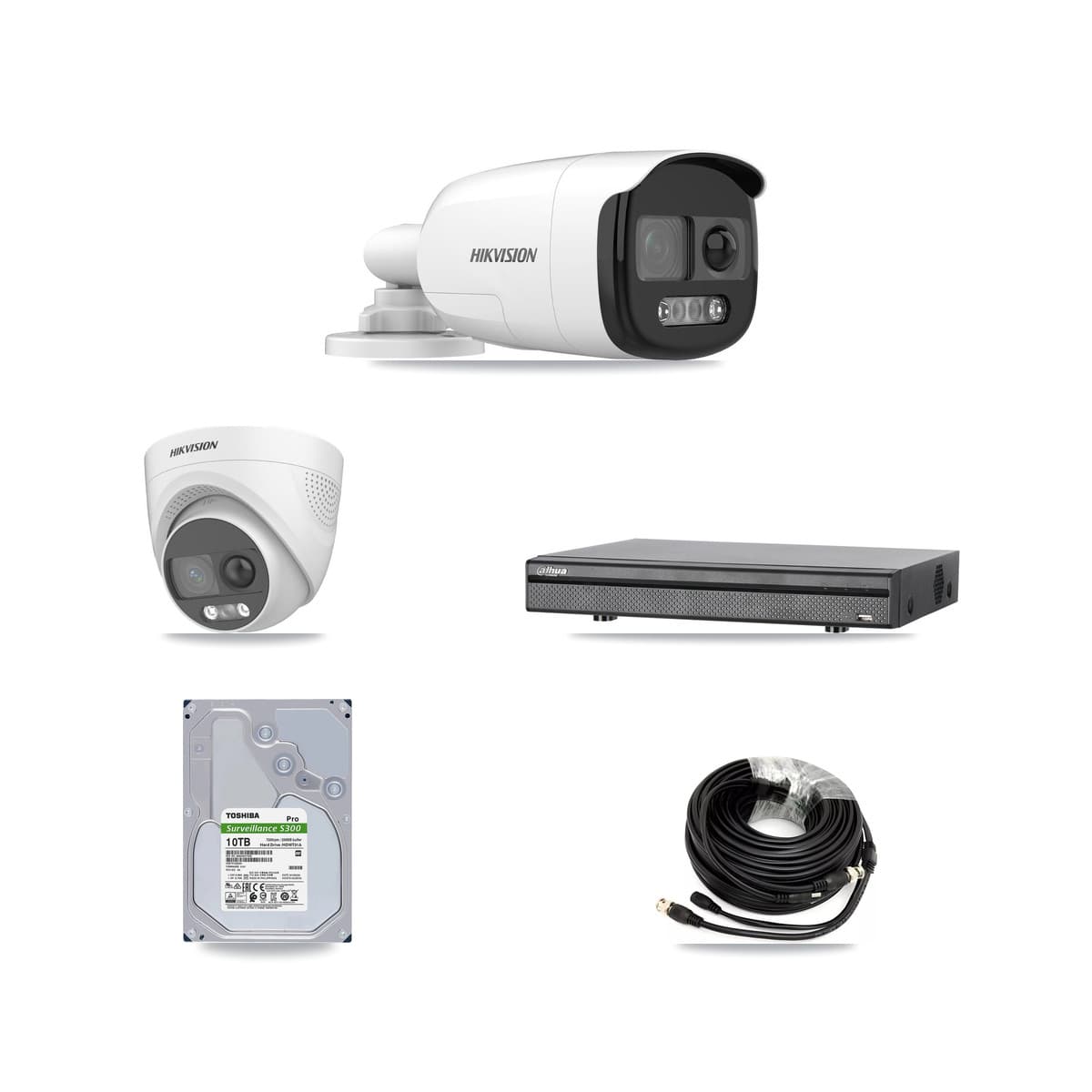 Hikvision & Dahua 8-Channel 5MP CCTV Kit — 4 Bullet + 4 Turret Cameras + 10TB Recording (DH-XVR5108H Recorder)
