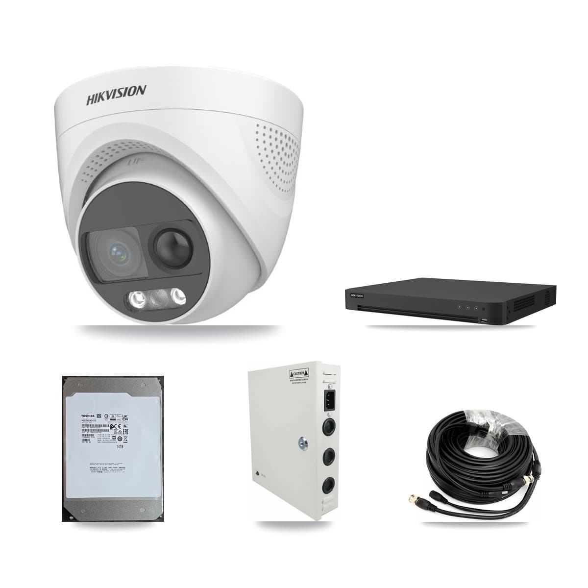 Hikvision 16-Channel 5MP CCTV Kit — 16 DS-2CE72KF3T Turret Cameras + 14TB Recording