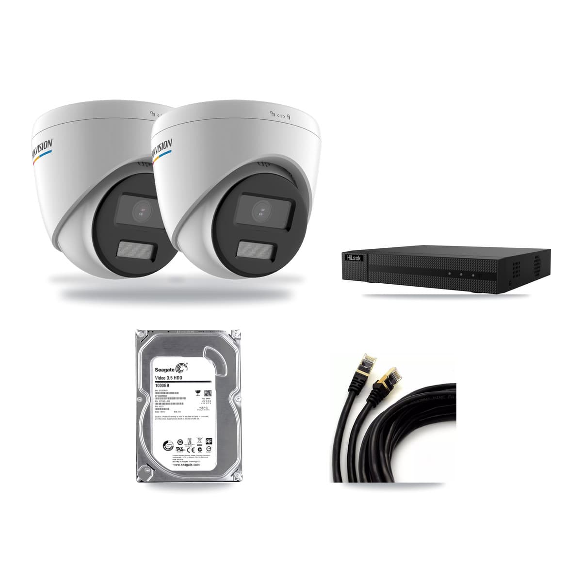 Hikvision & HiLook 8-Channel 2MP CCTV Kit — 2 Turret Cameras + 1TB Recording (NVR-108MH-D Recorder) - Image 1