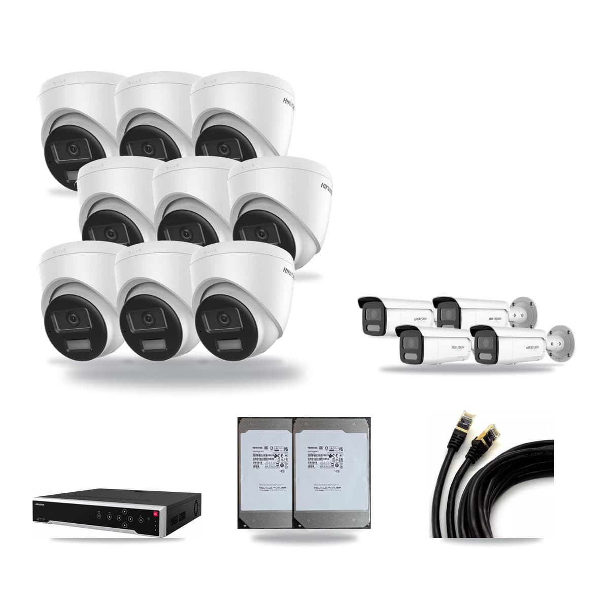 Hikvision 32-Channel 4K CCTV Kit — 9 Turret + 4 Bullet Cameras + 2× 14TB Recording - Image 1