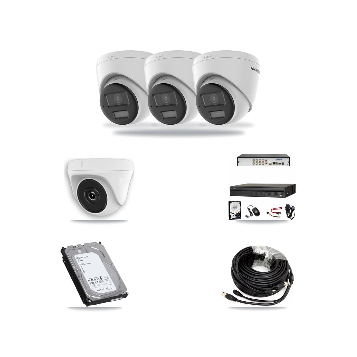 Hikvision & Dahua 8-Channel 2MP – 4K CCTV Kit — 3 4K Turret + 1 2MP Dome Cameras + 6TB Recording - Image 1