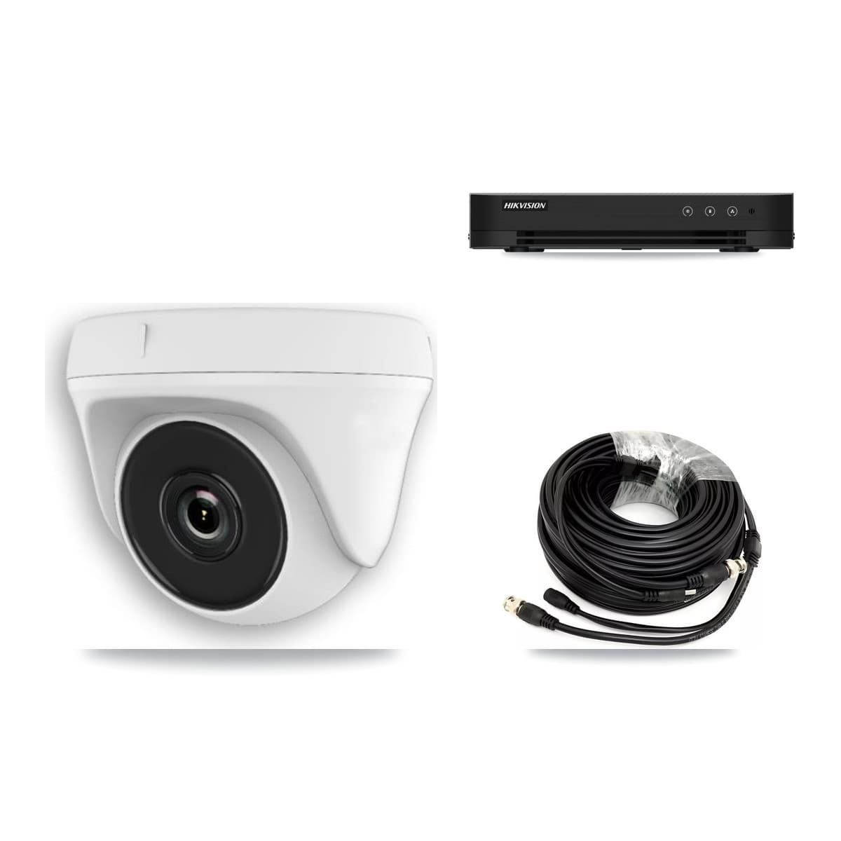 Hikvision 8-Channel 2MP CCTV Kit — 5 White Dome Cameras + 3TB Recording (DS-7208HGHI Recorder)