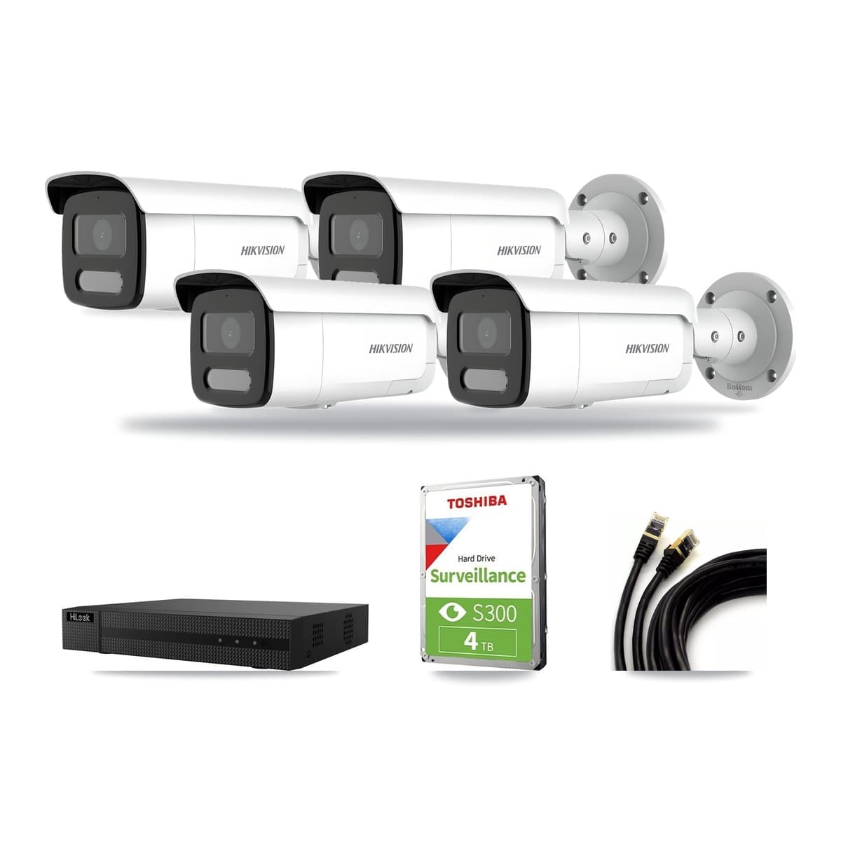 Hikvision & HiLook 8-Channel 4MP CCTV Kit — 4 Bullet Cameras + 4TB Recording (NVR-108MH-D Recorder) - Image 1