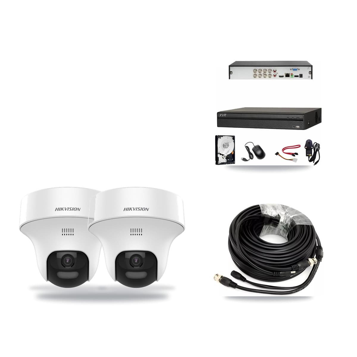 Hikvision & Dahua 8-Channel 5MP CCTV Kit — 2 DS-2CE70K0T Turret Cameras + 3TB Recording (XVR-3108AD Recorder) - Image 1