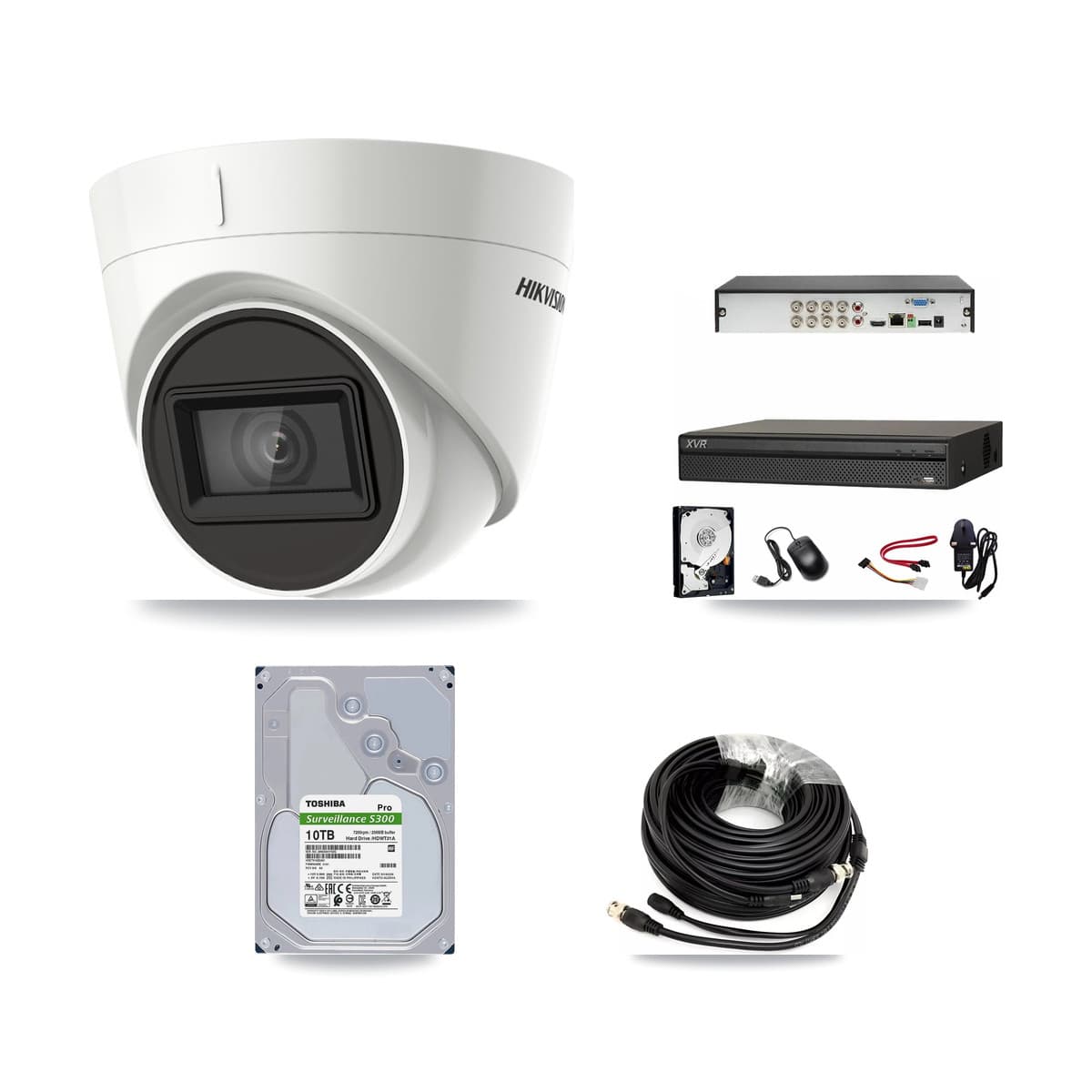 Hikvision & Dahua 8-Channel 4K CCTV Kit — 8 DS-2CE78U1T Turret Cameras + 10TB Recording (XVR-3108AD Recorder)