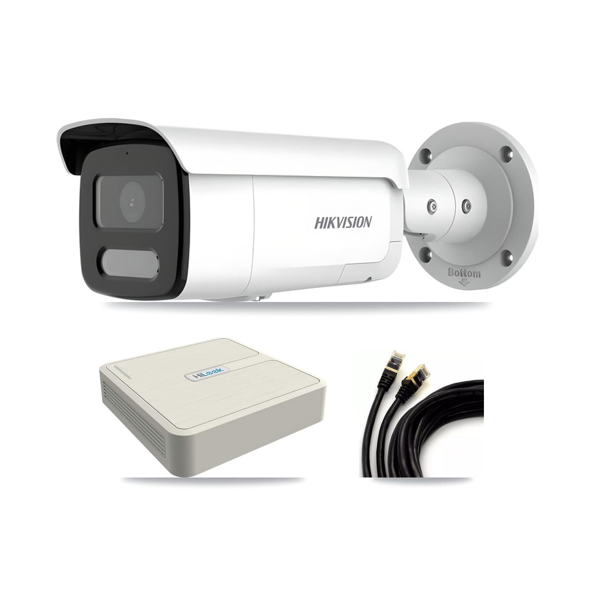 Hikvision & HiLook 8-Channel 4MP CCTV Kit — 2 Bullet Cameras + 3TB Recording (NVR-108H-D Recorder)