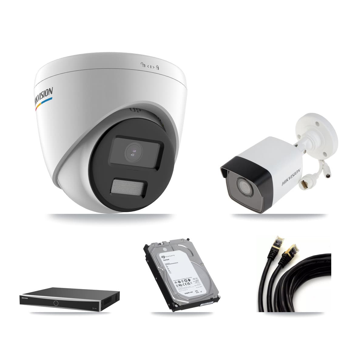 Hikvision 16-Channel 2MP – 5MP CCTV Kit — 1 5MP Bullet + 7 2MP Turret Cameras + 6TB Recording (DS-7616NXI Recorder)