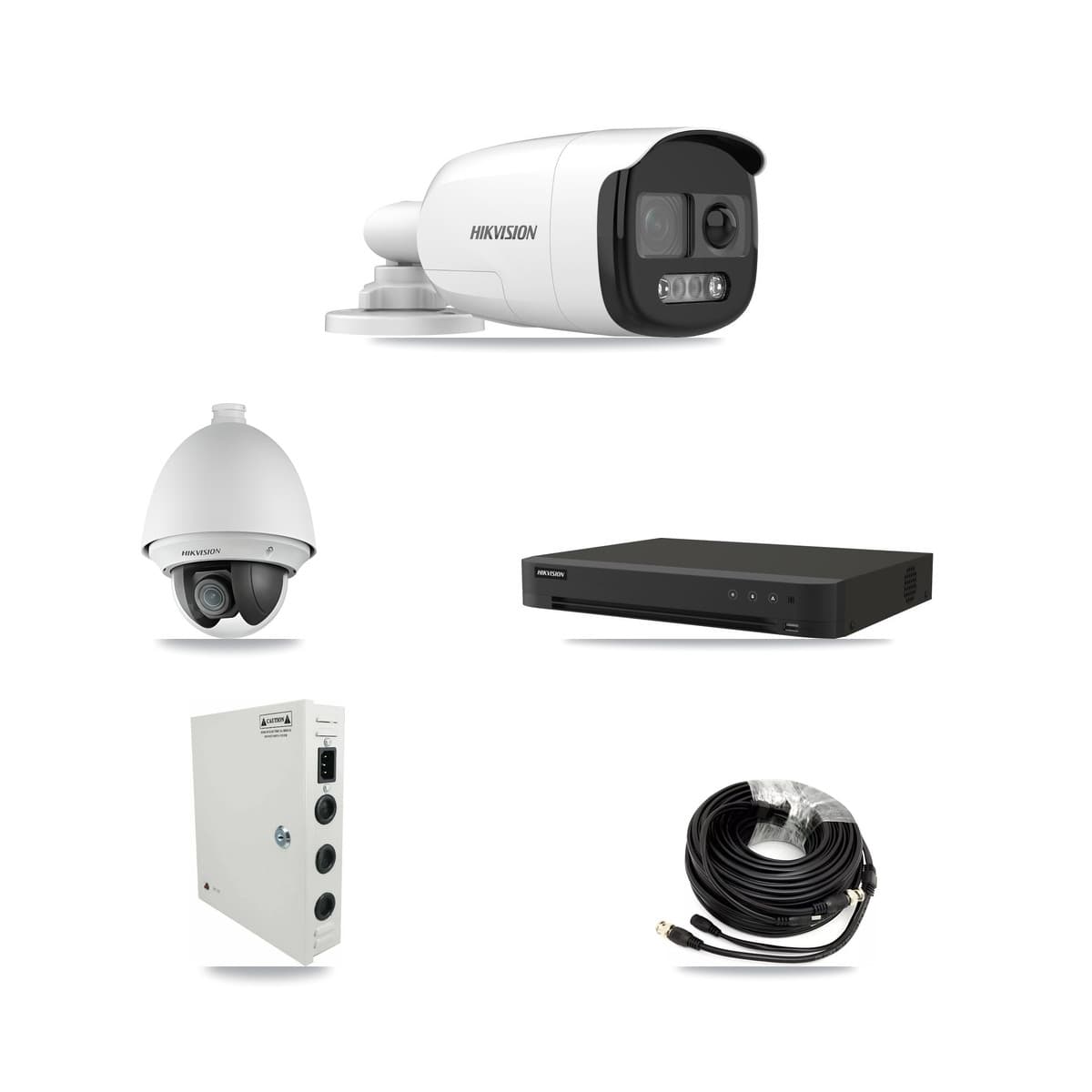 Hikvision 16-Channel 2MP – 5MP CCTV Kit — 1 DS-2AE4225T 2MP PTZ + 2 DS-2CE12KF3T 5MP Bullet Cameras + 3TB Recording (IDS-7216HQHI Recorder)