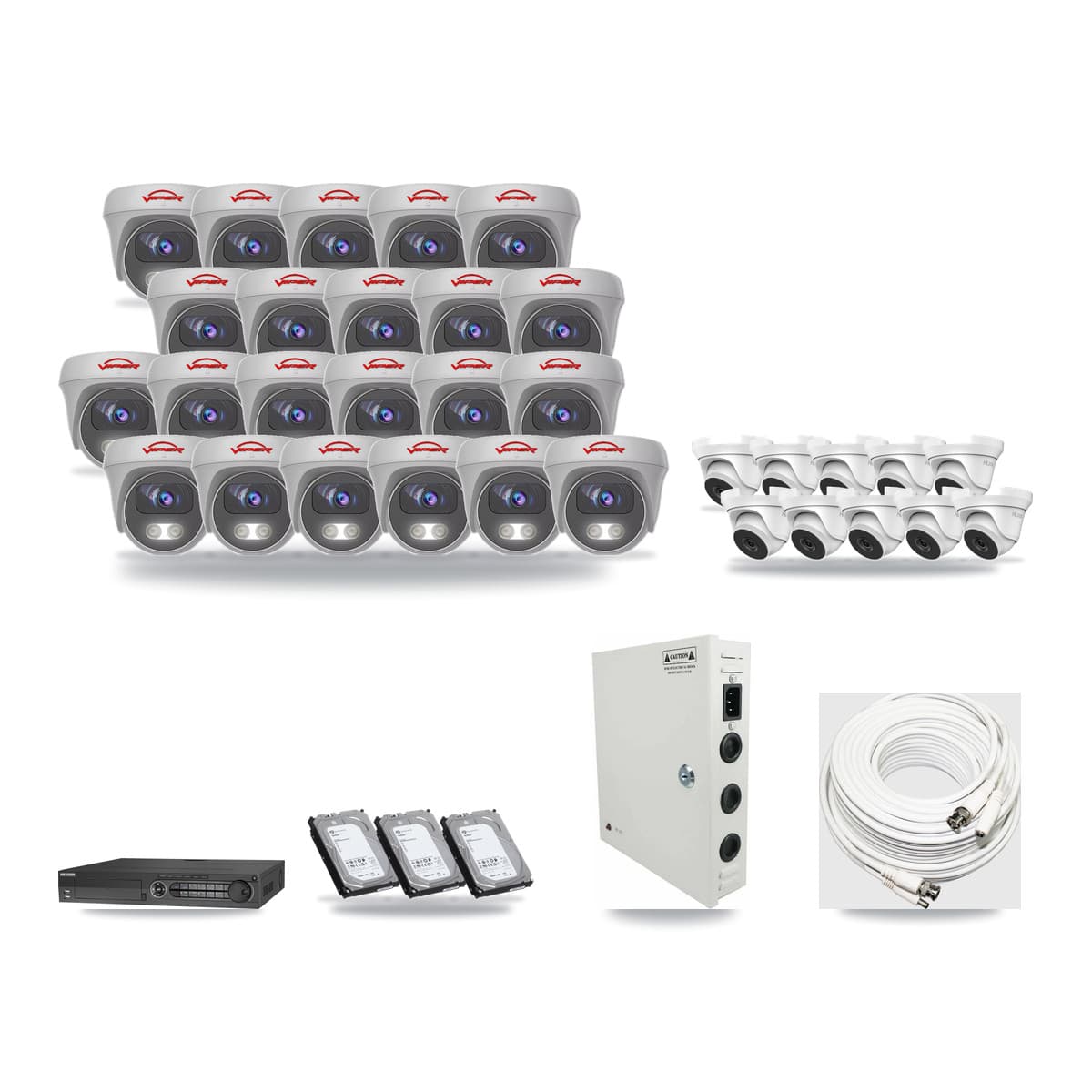 32-Channel 4MP – 5MP CCTV Kit — 10 4MP Turret + 22 5MP Cameras + 3× 6TB Recording - Image 1