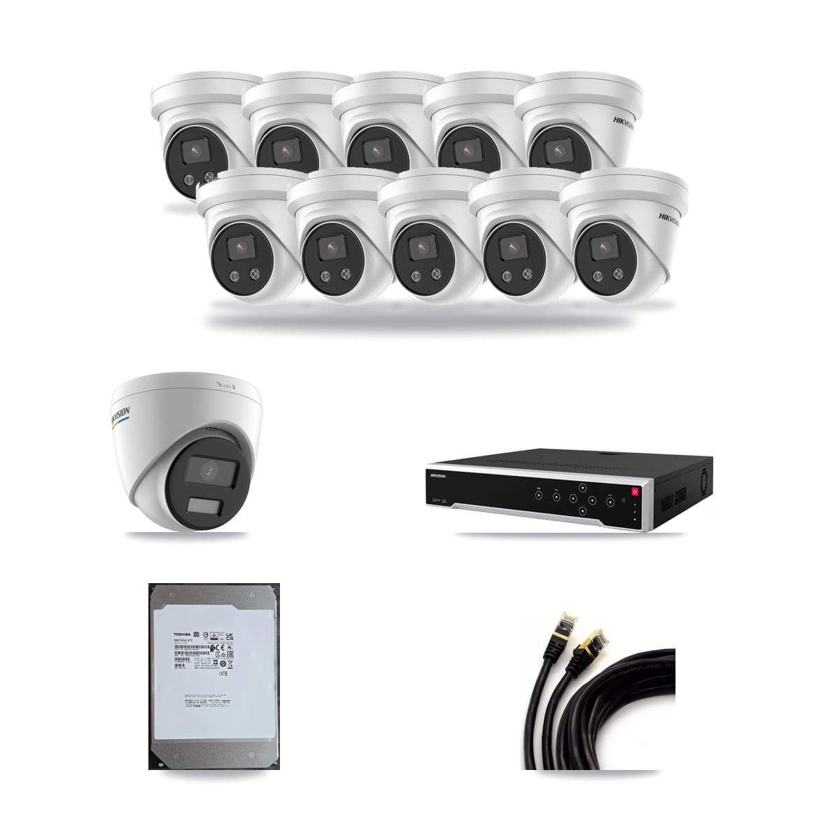 Hikvision 32-Channel 2MP – 5MP CCTV Kit — 1 2MP + 10 5MP Turret Cameras + 14TB Recording - Image 1