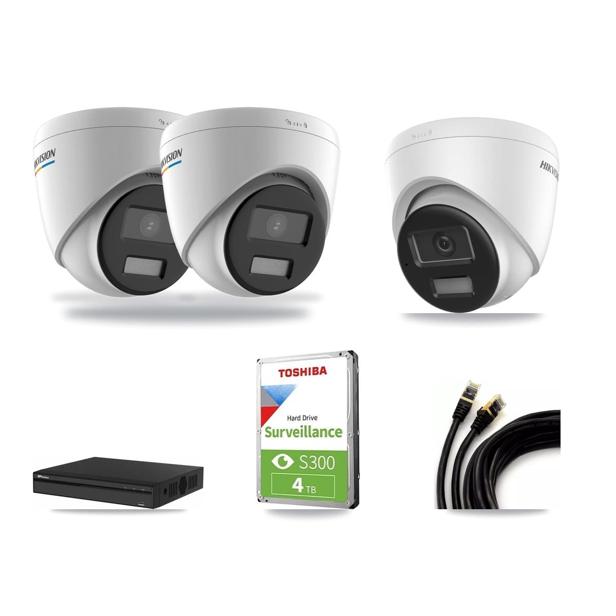 Hikvision & Prolux 4-Channel 2MP – 4K CCTV Kit — 2 2MP + 1 4K Turret Cameras + 4TB Recording - Image 1