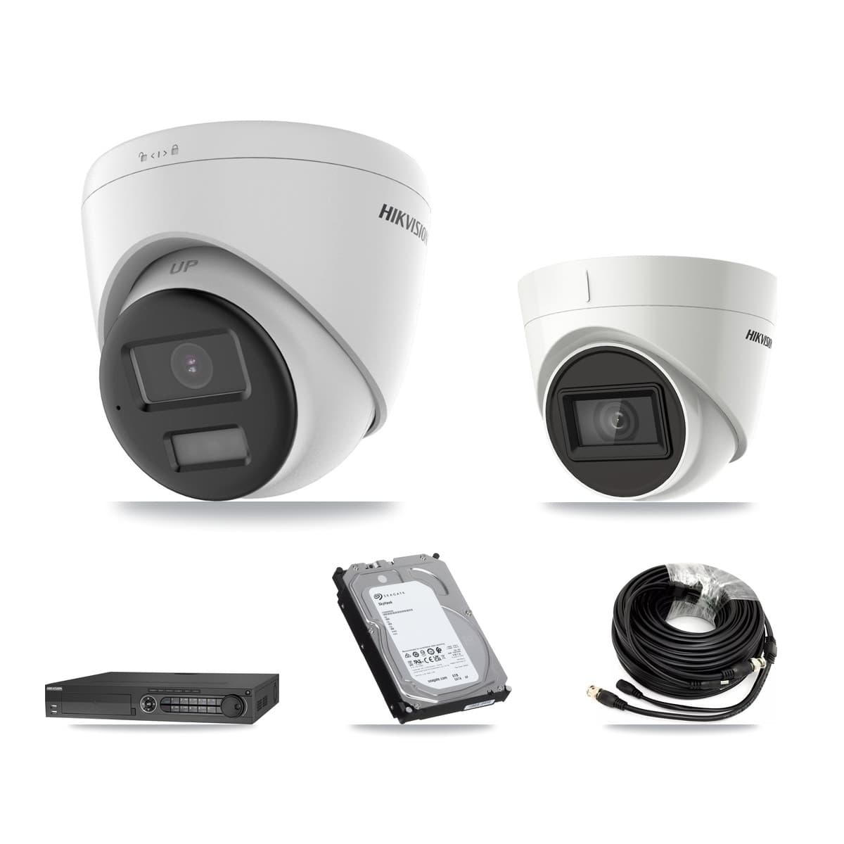 Hikvision 32-Channel 4K CCTV Kit — 5 DS-2CE78U0T + 2 DS-2CE78U1T Turret Cameras + 3× 6TB Recording
