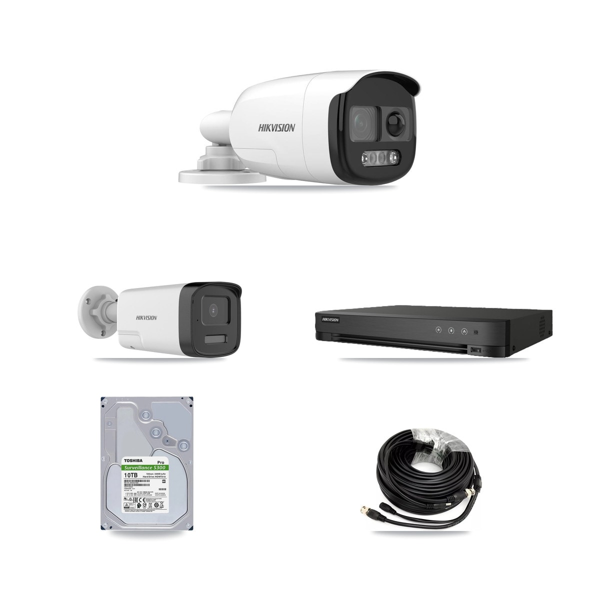 Hikvision 8-Channel 5MP CCTV Kit — 4 DS-2CE12KF3T + 4 DS-2CE17K0T Bullet Cameras + 10TB Recording (IDS-7208HQHI Recorder) - Image 1