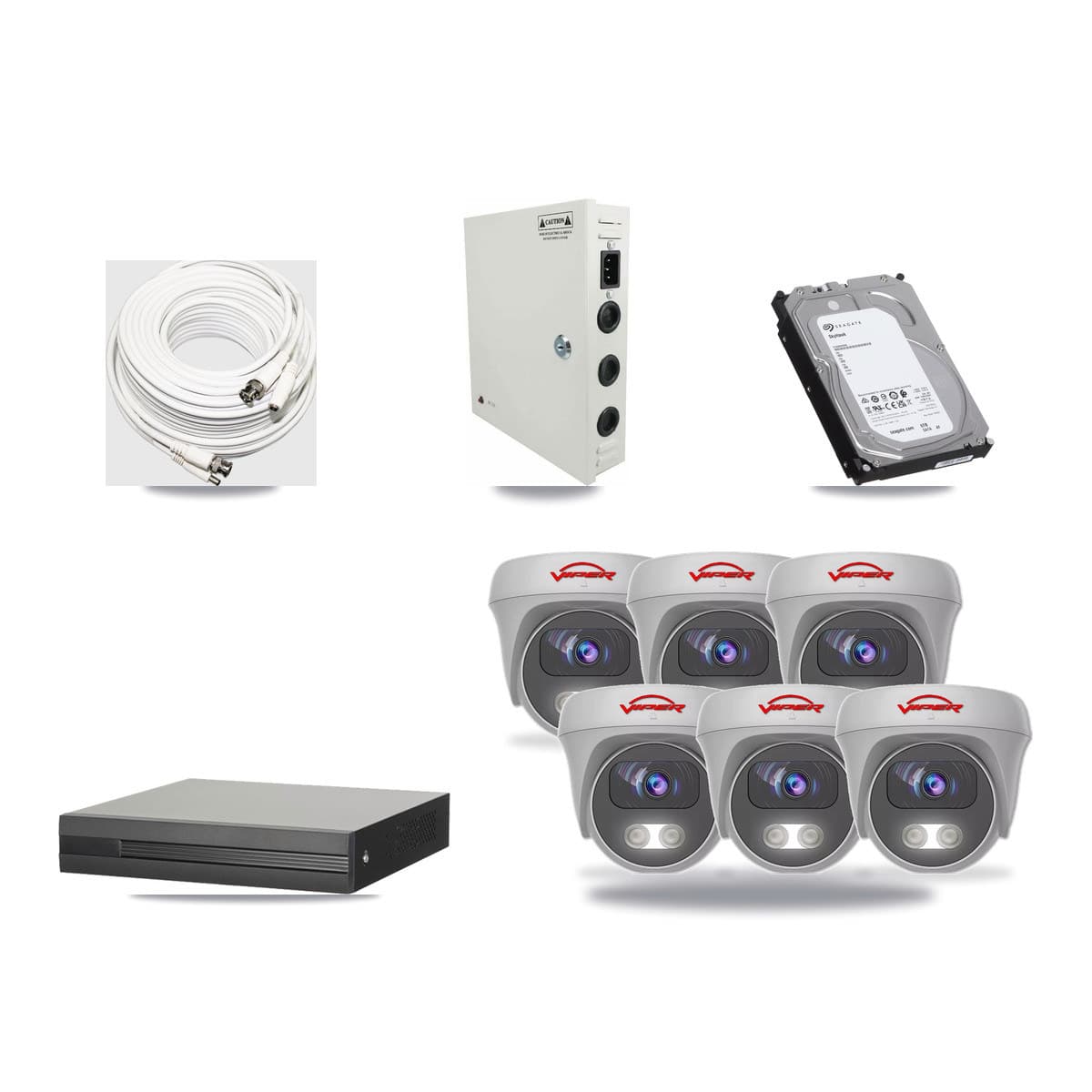 8-channel CCTV kit: 6 cameras (6× 5MP Camera), 6TB hard drive