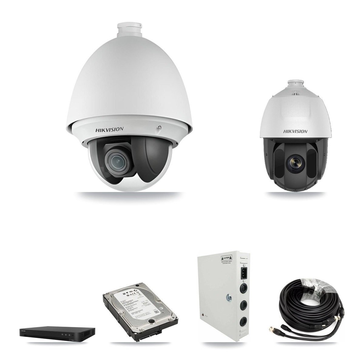 Hikvision 16-Channel 2MP CCTV Kit — 7 DS-2AE4225T + 1 DS-2AE5225TI PTZ Cameras + 5TB Recording (DS-7216HGHI Recorder)