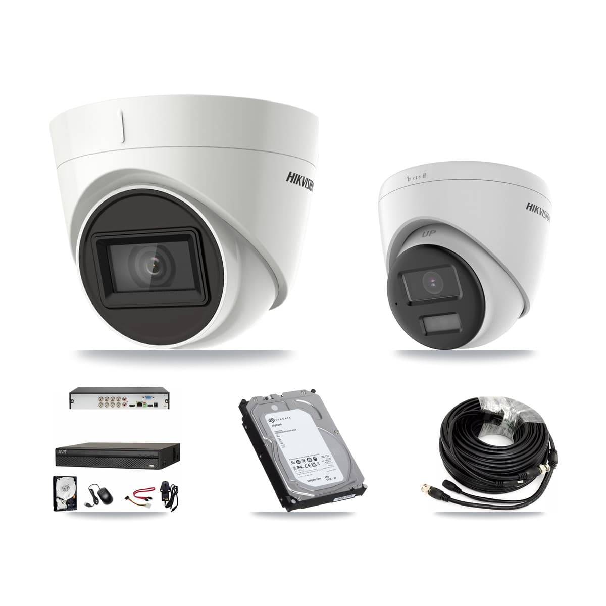 Hikvision & Dahua 8-Channel 4K CCTV Kit — 1 DS-2CE78U0T + 3 DS-2CE78U1T Turret Cameras + 6TB Recording