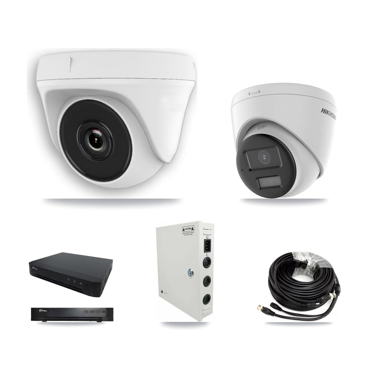 Hikvision & Prolux 16-Channel 2MP – 5MP CCTV Kit — 1 DS-2CE78K0T 5MP Turret + 10 White HDT-2MP-N20W 2MP Dome Cameras + 8TB Recording