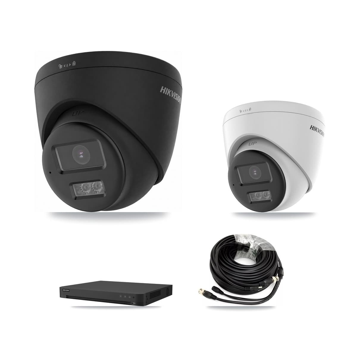 Hikvision 16-Channel 5MP – 4K CCTV Kit — 1 DS-2CE78K0T-LTS 5MP + 4 Black DS-2CE78U0T-LTS-BLACK 4K Turret Cameras + 14TB Recording (IDS-7216HUHI-M2/XT Recorder)