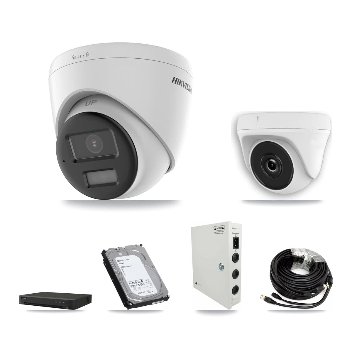 Hikvision 16-Channel 2MP – 5MP CCTV Kit — 15 DS-2CE78K0T 5MP Turret + 1 White HDT-2MP-N20W 2MP Dome Cameras + 6TB Recording