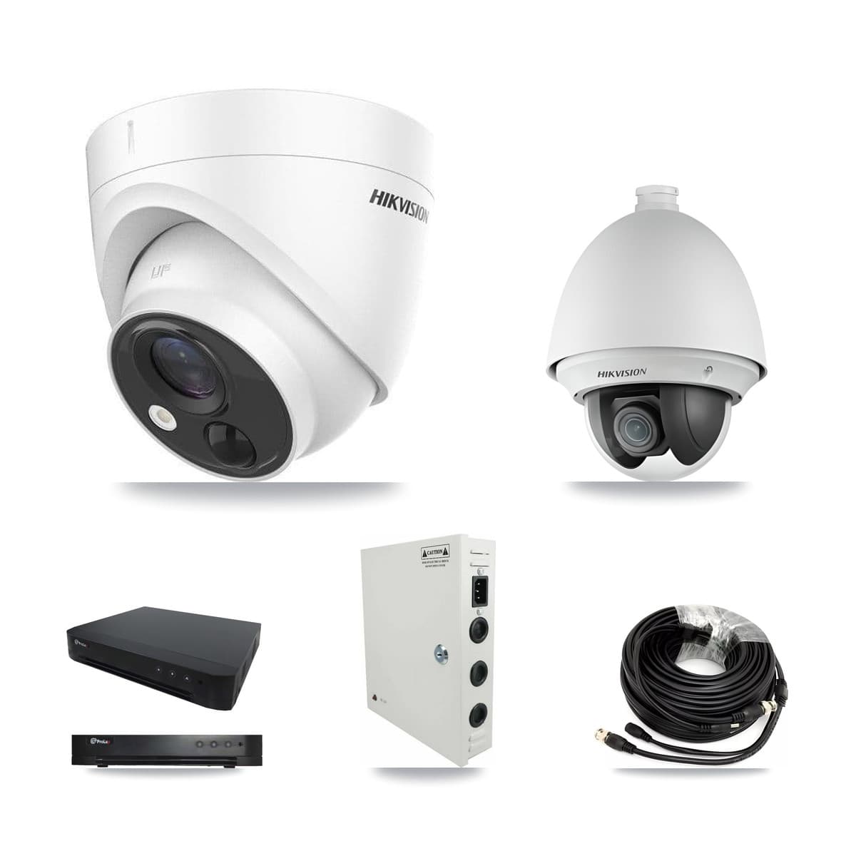 Hikvision & Prolux 16-Channel 2MP – 5MP CCTV Kit — 2 DS-2AE4225T 2MP PTZ + 5 DS-2CE71H0T 5MP Turret Cameras + 8TB Recording - Image 1