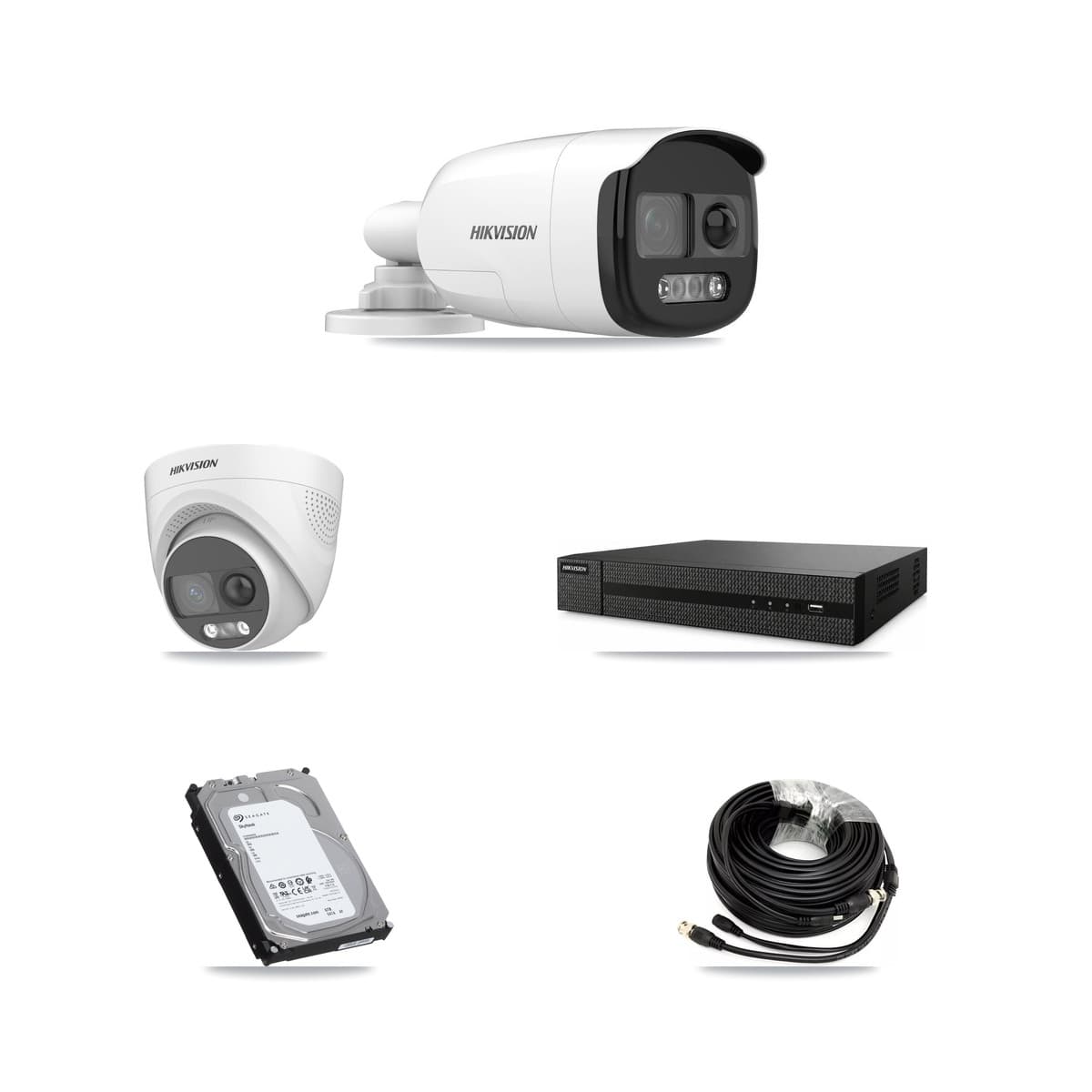 Hikvision 8-Channel 5MP CCTV Kit — 4 DS-2CE12KF3T Bullet + 4 DS-2CE72KF3T Turret Cameras + 6TB Recording (DVR-8CH Recorder) - Image 1