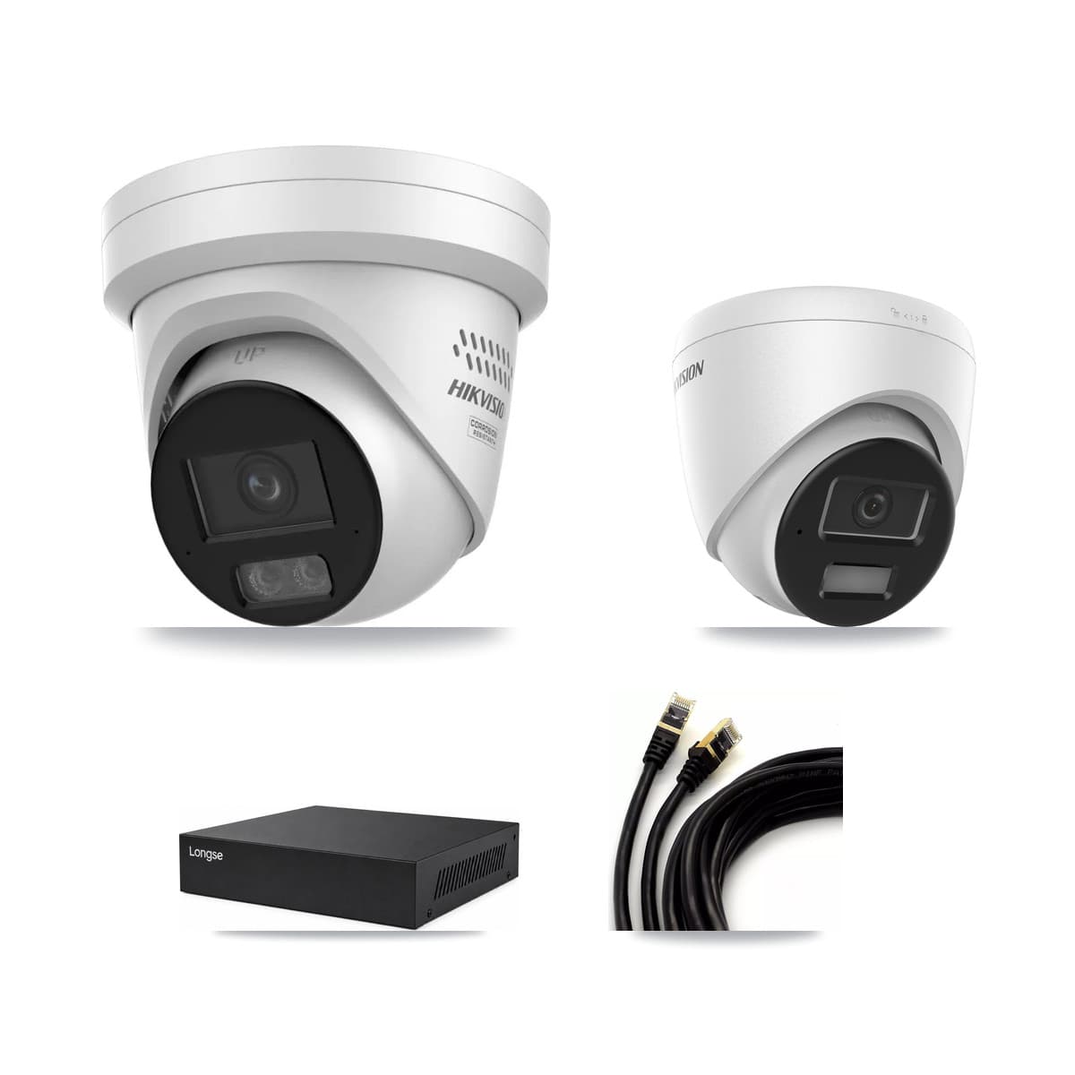Hikvision & Longse 8-Channel 4MP CCTV Kit — 1 DS-2CD1343G2 + 7 DS-2CD2347G3 Turret Cameras + 8TB Recording