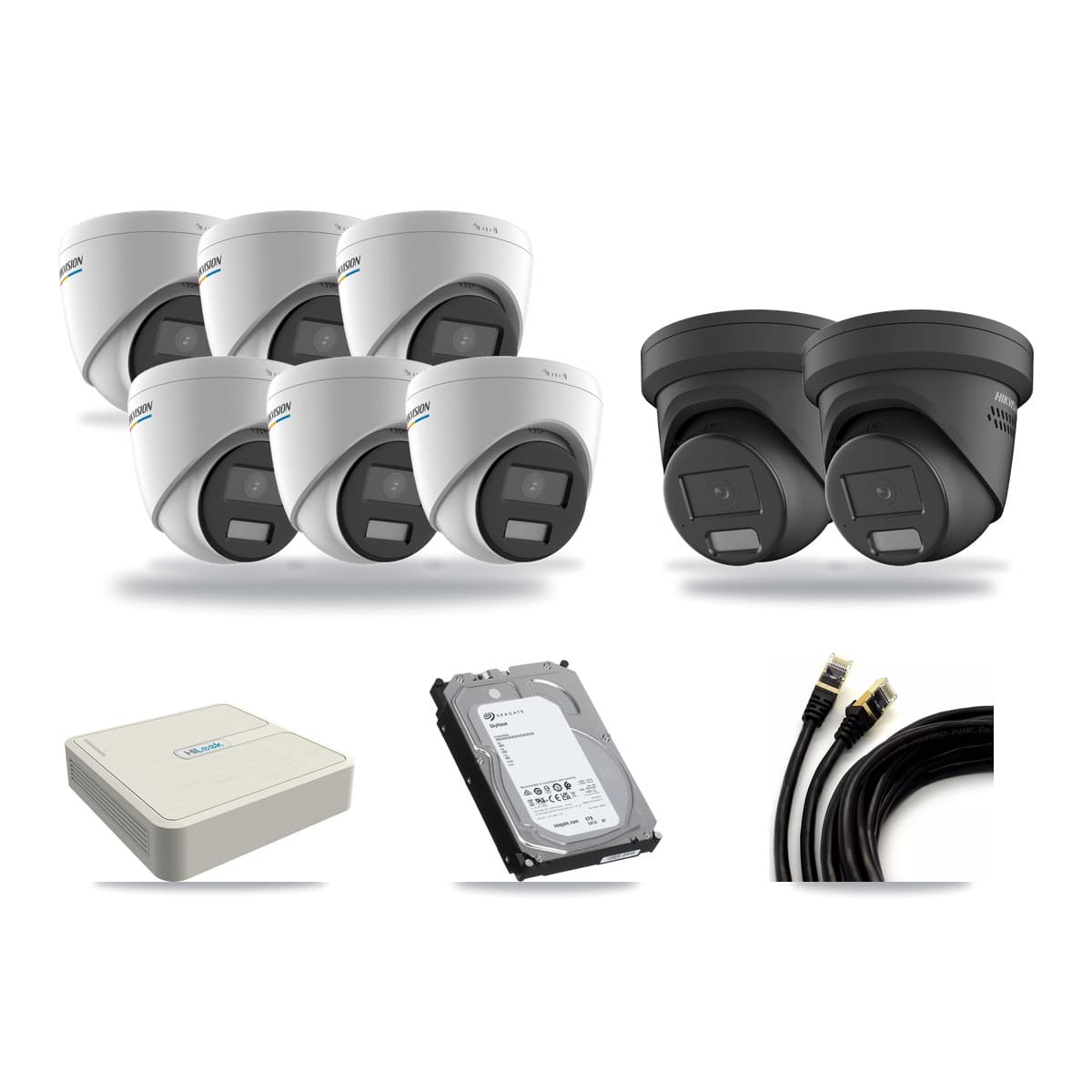 HiLook 8-channel CCTV kit: 8 cameras (6× 2MP Turret + 2× 4MP Turret), 6TB hard drive
